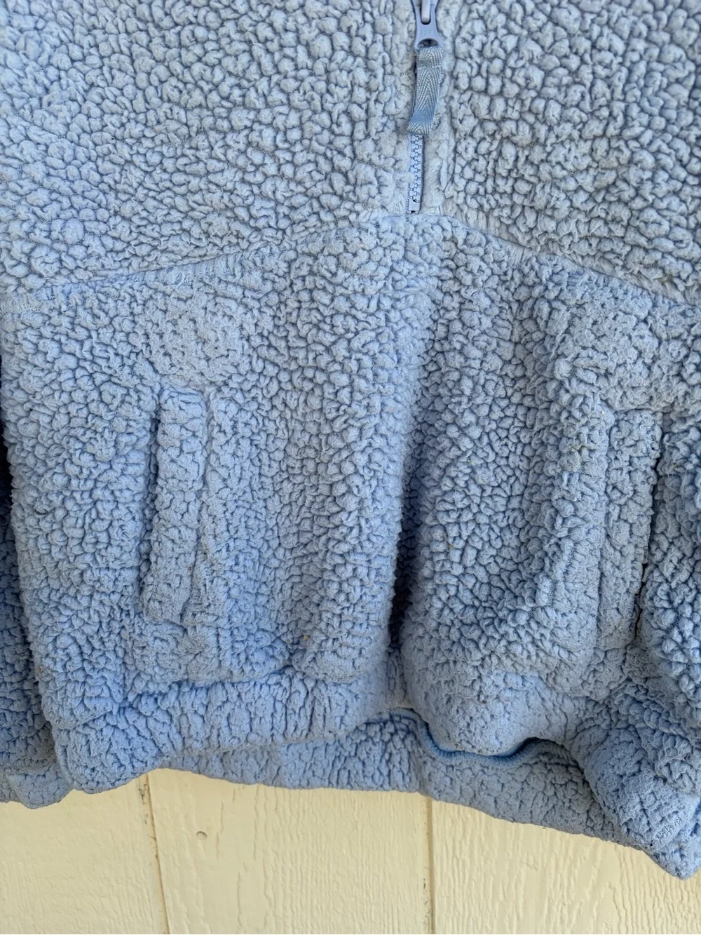 Kids Cozy Half-Zip Sherpa Hoodie - Light Blue Size L